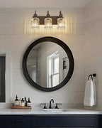 3 Light Bathroom Vanity Light - HWH Bathroom Lights Over Mirror Farmhouse Vanity Sconce Wall Lighting with Bell-Shaped Clear Glass, Oil-Rubbed Bronze Finish, 5HZG106B-3W ORB