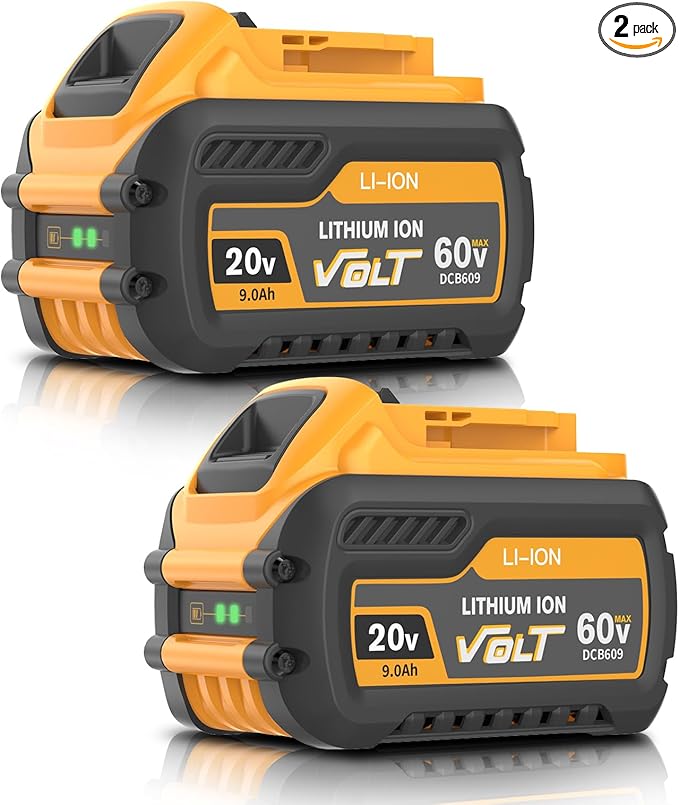 2Pack 9.0Ah Replacement for Dewalt 20V 60V Flexvolt Battery Lithium Compatible with Dewalt 20 60 Volt Max Battery DCB609 DCB606 DCB612 DCB200 DCB201 DCB203 DCB204 DCB206 DCB207 DCB209 Power Tools