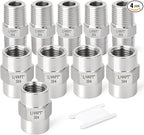 GASHER 4PCS 304 Stainless Steel Pipe Fitting, Hex Nipple Hex Coupling, 1/4" x 1/4" NPT Male Thread Pipe, 1/4Inch x 1/4Inch NPT Female Thread Pipe