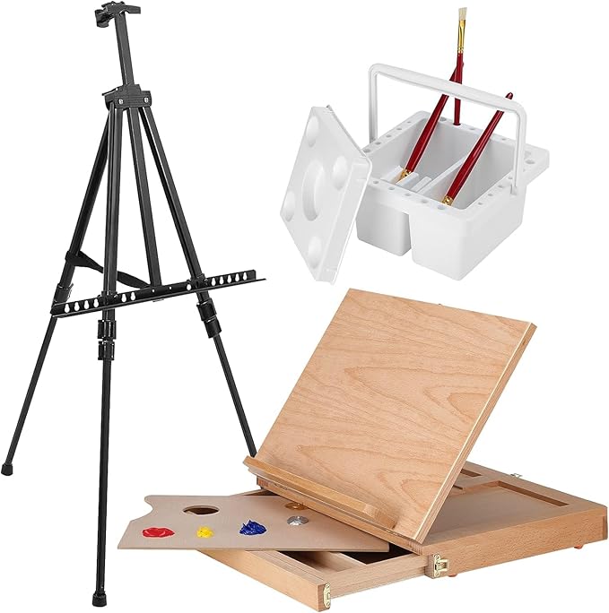 149Pcs Deluxe Artist Painting Set with Aluminum and Beech Wood Easel, 48 Colors Acrylic & Oil Paints, 24 Colors Watercolor Paints, Art Paint Supplies for Artists, Beginner & Adults