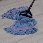 Matthew 2 Set&2 Replacement Commercial&Residential Mop Heavy Duty Industrial Mops w/Adjustable Side-Gate Handle(Quick-Change Gripper) Looped-End String Wet Cotton Mop for Home,Office,Workshop