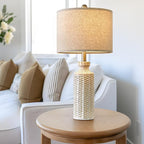 24.75'' Farmhouse Ceramic Table Lamp Set of 2 for Bedroom Living Room Vintage Traditional Rustic Modern White Nightstand Bedside Lamps