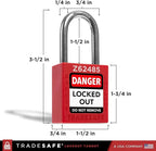 TRADESAFE Lockout Tagout Locks Set - 10 Red Keyed Alike Padlocks, 2 Keys Per Lock, OSHA Compliant Loto Locks for Lock Out Tag Out Stations, Premium Grade