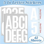 420 PCS 42 Sheets Letter Stickers Big Font Mailbox Numbers and Letters Self Adhesive Vinyl Waterproof Alphabet Number Stickers for Mailbox House Address, Cars, Poster, Business Decor (5 Inch,White)