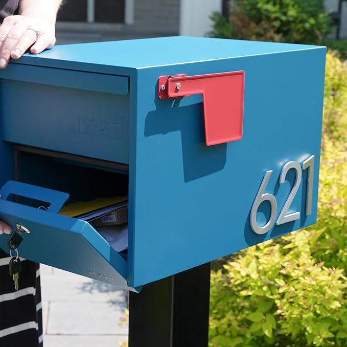 Adoorn 4 Inch Mailbox Numbers - Number 4, Silver Color, Each Sold Individually, Premium Metal Self Stick Address Numbers, Weatherproof Mailbox Numbers for Outside