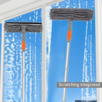 Professional 72'' Window Squeegee Cleaning Washing Tool/Kit with Extension Pole, 3 in 1 Squeegee for Window Cleaning Kit for High Window with 1 Rotatable Head 4 Interchangeable Scrubber