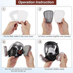 Full Face Reusable Gas Mask - Respirator Mask Survival Nuclear and Chemical with Filters,Organic Vapor Gas Mask for Polishing,Welding,Painting,Dust