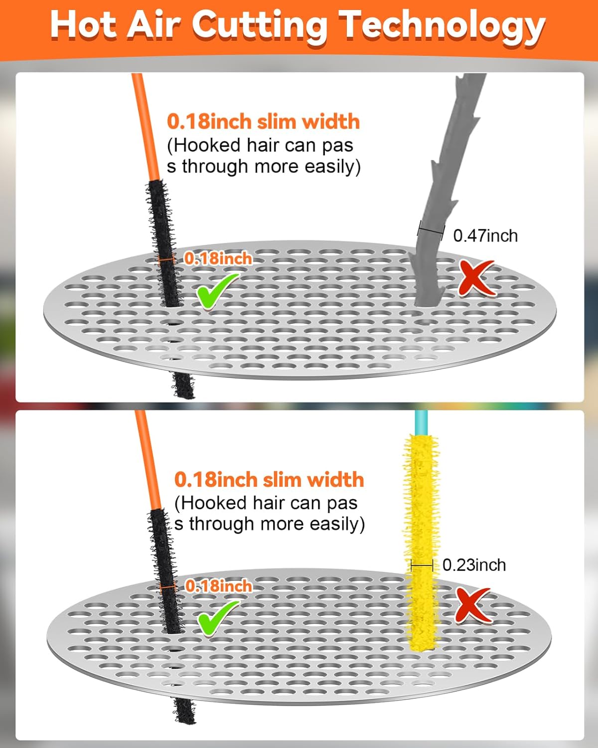 32 Inch Drain Snake, Anti-Break Metal Hair Removal Tool with Nylon Coating Sink Snake, Drain Cleaner Hair Catcher Remover for Shower, Bathroom Sink Tub(6 Pack)