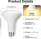 LED Flood Light Bulb Indoor, Dimmable BR30 Recessed Can Light Bulbs, 65 Watt Equivalent Efficient 9W, Warm White 3000K, E26 Standard Base, 800 LM 15000 Hour Lifetime, for Ceiling, Kitchen, 6 Pack
