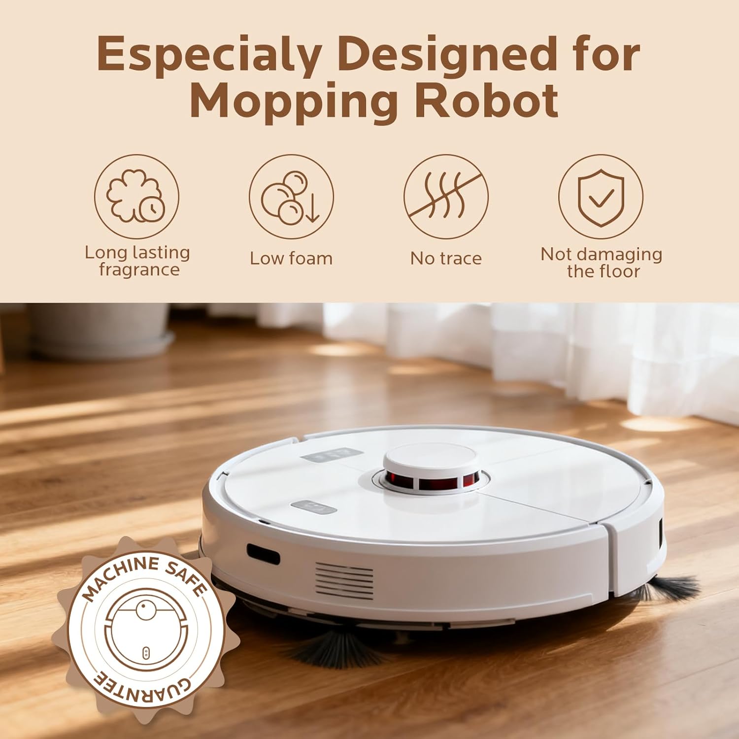 Floor Cleaning Solution,82 Fl Oz - Compatible with All Roborock Mopping Robots (S7, S8, Qrevo, Q7, Q8 series),Low-Foam Pet & Kid Friendly（Fresh Fragrance）