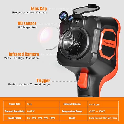 BTMETER Thermal Imaging Camera Gun, Infrared Temperature Imager 300,000 Pixels with 220 x 160 IR Resolution 6G Image Storage Measure Temp -4°F~626°F