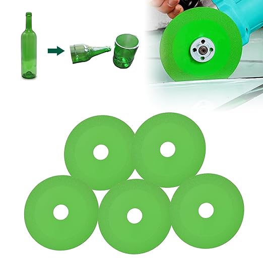 5Pcs 4.5 inch Glass Cutting Disc for Angle Grinder 7/8" (Model 115/125),1mm Ultra-Thin Diamond Cutting Saw Blade for Ceramic,Tile,Glass,Jade,Wine Bottles,Crystal