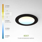 ASD 6 Pack LED Recessed Lighting 4 Inch 9W, 5 CCT 2700K-5000K CRI90+, IC Rated Ultra Thin Dimmable Ceiling Lights with J Box, Canless Wafer Downlight, Round Slim Panel Light, Energy Star ETL, Black