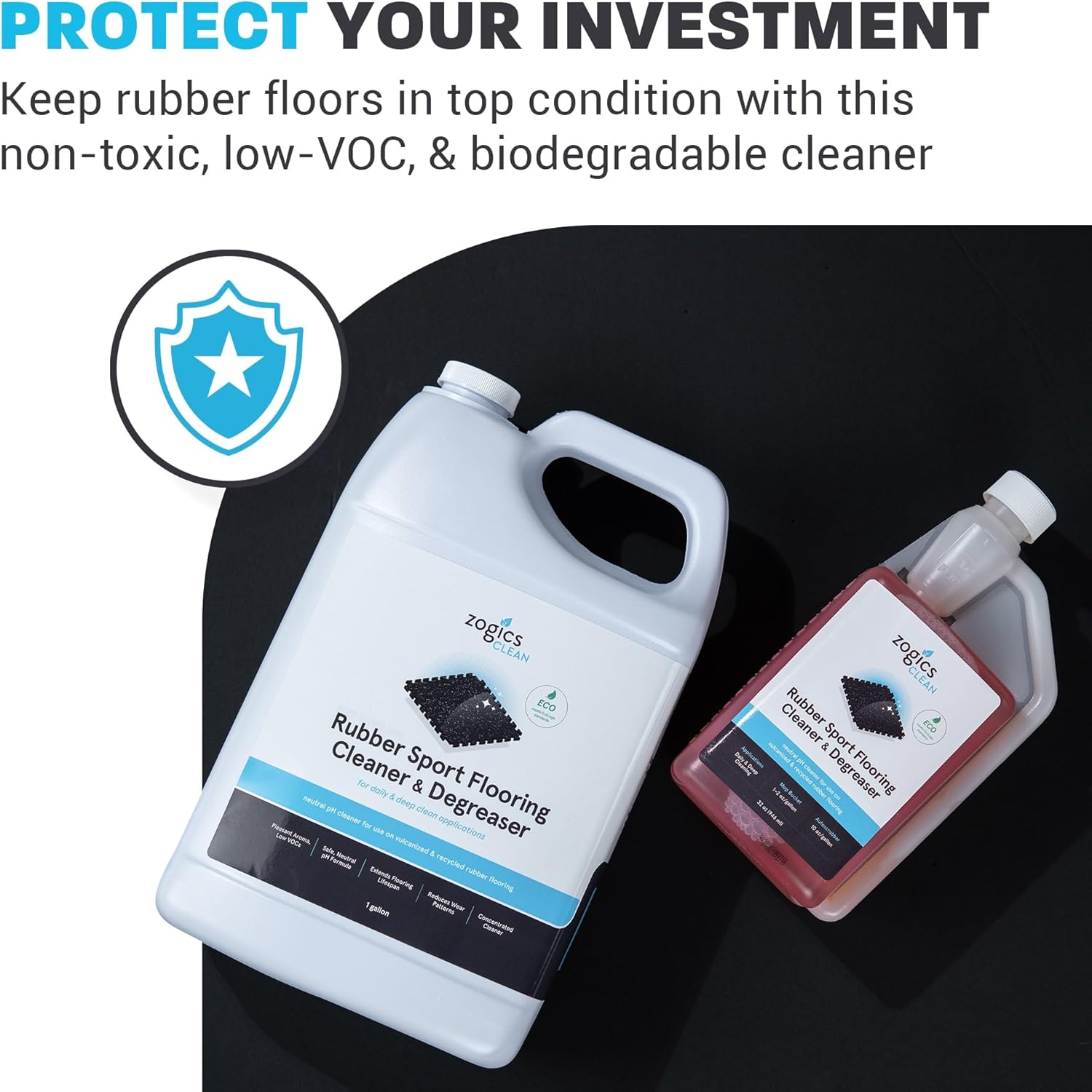 Zogics Rubber Flooring Cleaner and Degreaser – Cleaner Concentrate and Heavy Duty Degreaser for Rubber Floors and Mats, Biodegradable and Non Toxic Cleaner (4 Gallons/Case)