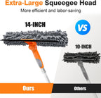 20 Ft High Reach Window Squeegee with 5-12Ft Extra-Thick Aluminum Telescopic Extension Pole| 14" Extra-Large 2-in-1 Window Cleaner Tool| Window Washer for Indoor/Outdoor Window,RV,Truck Glass