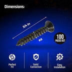 Bolt Dropper No. 8 x 3/4" Xylan Coated Stainless Flat Head Phillips - Wood Screw (100 pc) 18-8 S/S Black