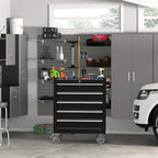 5-Drawer Rolling Tool Chest Toolbox, Rolling Tool Box with Wheels, Tool Chest with Keyed Locking System and Drawer Liners, Tool Box Organizer for Garage, Warehouse, Workshop