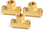 ChillWaves Brass Pipe Fitting, Tee 1/2" x 1/2" x 1/2" NPT Female Thread Adapter(3-PACK)