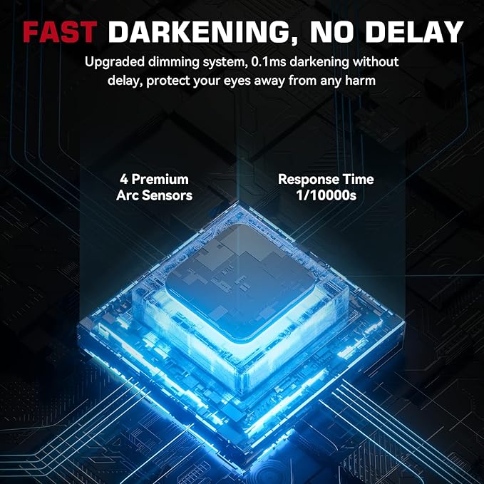 ARCCAPTAIN 3.94"X3.66" Large Viewing Screen Welding Helmet, True Color Auto Darkening Welding Hood, Solar Powered 4 Arc Sensor, Wide Shade 4-5/5-9/9-13 Welding Mask (Skeleton Technology)