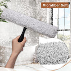 Shower Squeegee for Glass Doors & Microfiber Scrubber Kit 11Inch Window Washing Tools with Non-Slip Handle and Adhesive Hook