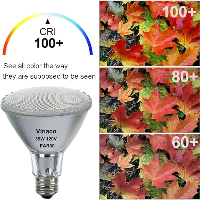 Vinaco PAR30 Long Neck Halogen 39W 120V (PAR30 50W Equivalent), Long Lasting 6 Pack PAR30L Flood Light Bulb, PAR30 Dimmable, High Output 500LM with PAR30 E26 Warm White 2800K Indoor Outdoor PAR30LN