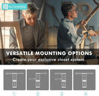 Closet System With Drawers - 6 Partition Storage, Closet Organizer System With 3 Expandable Hanging Rods, Walk-In Closets Wardrobe Clothes Garment Rack For Bedroom