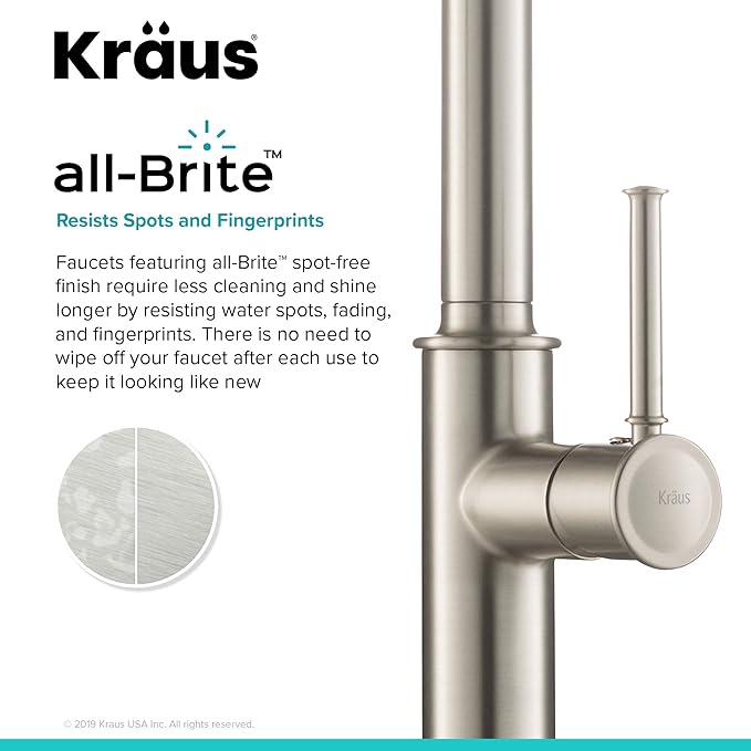 KRAUS Sellette Single Handle Spot Free Stainless Steel Pull-Down Kitchen Faucet with Deck Plate and Soap Dispenser, KPF-1680SFS-KSD-80SFS