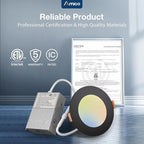 Amico 12 Pack 4 Inch 5CCT Ultra-Thin LED Recessed Ceiling Light with J-Box, 2700K/3000K/3500K/4000K/5000K Selectable, 11W Eqv 70W, Dimmable Canless Downlight, 800LM High Brightness, Black - ETL