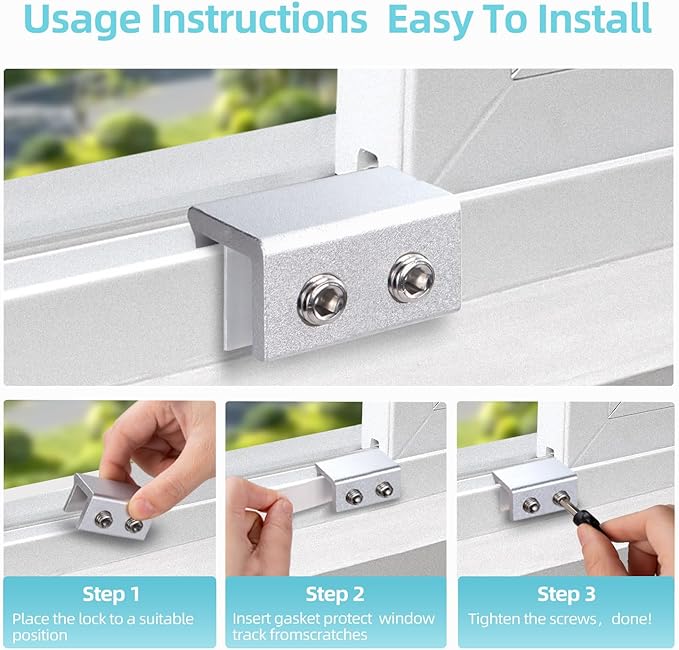 Window Locks for Up and Down Windows 4 Pack Window Stopper Sliding Window Lock for Vertical Horizontal Sliding Windows Doors with Key Aluminum Window Security Locks Child Proof(Silver Medium)