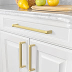 Amerdeco 10 Pack Brushed Gold Cabinet Pulls 7.5 Inch Hole Centers Kitchen Cabinet Handles Hardware Kitchen Handles for Cabinets Handles ZH0064