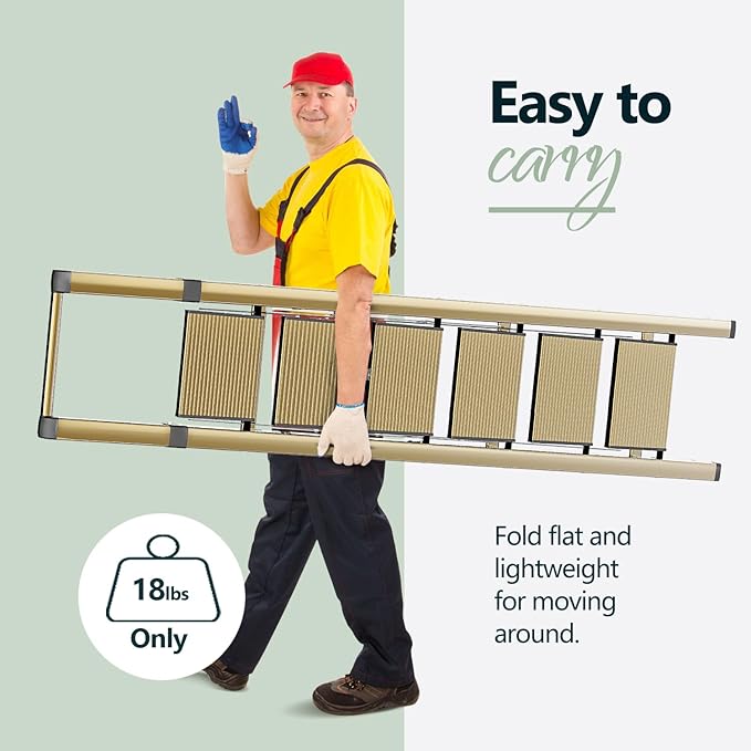 WOA WOA 6 Step Ladder, Lightweight Folding Ladder with Non-Slip Wide Pedals, Ladder with Safe Grip Handle, Easy to Open and Close, Suitable for Home and Outdoor - Brown Gold