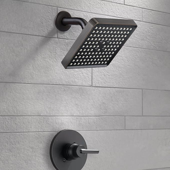 Voolan High Pressure Rain Shower Head - Luxury Modern Look - The Adjustable Replacement For Your Bathroom Showerhead - 6" Square High Flow Pressure Boosting Showers (Oil Rubbed Bronze)