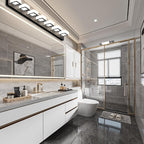 Ralbay 46" LED Matte Black Vanity Lights 7 Lights Acrylic Metal Black Modern Vanity Lights Black Bathroom Lighting Fixtures Over Long Mirror (Natural White Light 4500K)