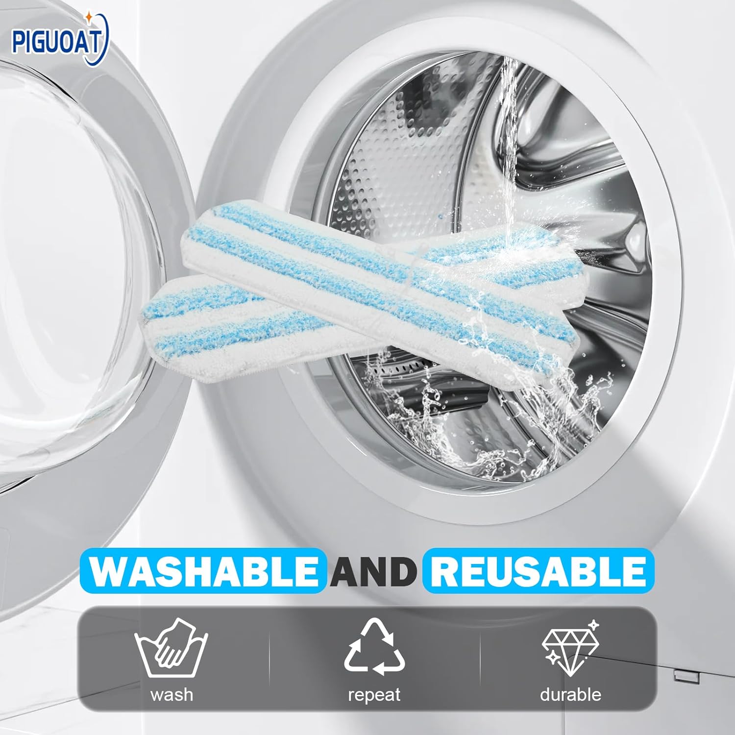 H2prO Mop Pads Fit for Ocedar H2prO Flat Mop, 6 Pack Mop Refills for O-Cedar H2pro Flat Mop, Machine Washable Reusable Microfiber Mop Heads Replacements for Ocedar H2 Pro Mop