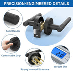 Amerdeco 1 Pack Matte Black Door Handles Interior,Knurled Privacy Door Handles with Lock,Heavy Duty Black Door Lever for Bedroom or Bathroom,Reversible Keyless for Left Right Handed Doors AM0027