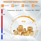 68PCS Brass Pipe Fitting & Adapters Assortment Kit, NPT Adapter, Hex Nipple,Hex Coupling, Hex Head Plug, Busing,Reducer Coupling, 45 Degree & 90 Degree Street Elbow, Male Run Tee