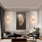 Gold Knurled Texture Wall Sconce Frosted Glass Shade Modern Bathroom Vanity Light Fixtures 2-Lights Mid Century Wall Light for Mirror Living Room Hallway E26 T10 Bulbs(Excluded)