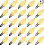 Meconard C7 Led Replacement Christmas Light Bulbs, C7 Shatterproof Led Bulbs for Christmas Indoor Outdoor String Lights, E12 Candelabra Base, Commercial Grade Holiday Bulbs, Warm White, 25 Pack