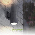 ASD 2 Light Outdoor Wall Light Fixture | 120W E26 Bulb Socket 120V ETL Cylinder Up Down Lights | LED/CFL/Incandescent Bulb Exterior Wall Sconce | Front Door, Porch, Patio Lighting | Black, 6 Pack