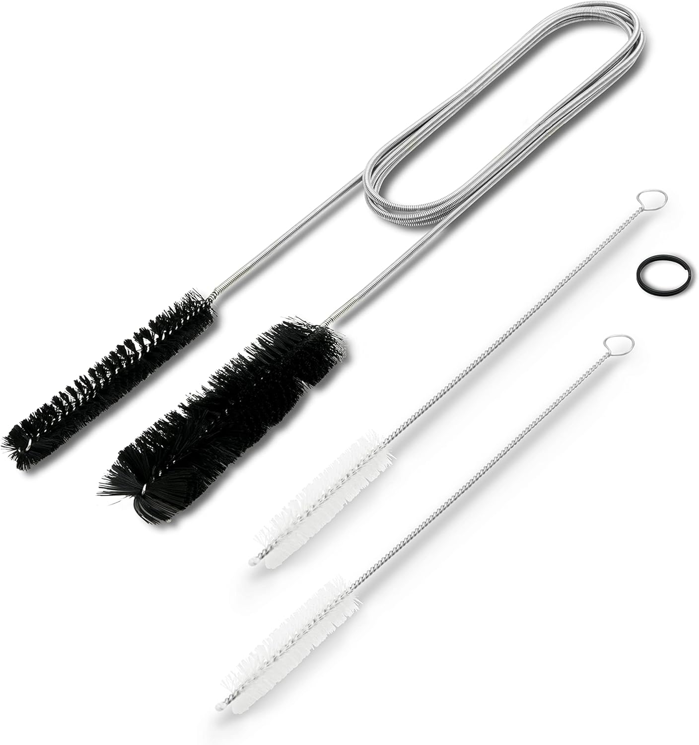 Flexible Drain Cleaning Brush (72" Long) for Drains, Bottles, Bathroom Sink, Bathtub, Shower, and Kitchen Sink, Heavy-Duty Double Ended Nylon with Elastic Hose, Bathroom Essentials, Black