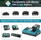 8000mAh 18V Battery Replacement for Makita 18V Battery and Charger DC18RC, Compatible with Makita LXT 18 Volt Batteries Lithium Ion BL1850 BL1840 BL1830 BL1820 BL1815 Cordless Power Tools (Blue) ﻿ ﻿