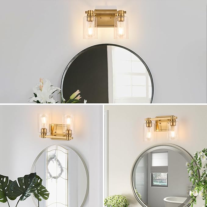 2 Lights Bathroom Lighting Fixtures Over Mirror Gold Bathroom Vanity Light Fixture Farmhouse Vanity Light Vintage for Bedroom Living Room Hallway