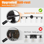 DLLT 5-Light Bathroom Light Fixtures: Black Modern Vanity Lights with E26 Bulbs - Milky White Glass Shade Bathroom Wall Lamp for Mirror Kitchen Living Room Hallway Cabinet Porch