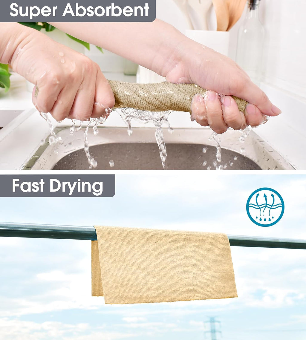 KitchLife Microfiber Cleaning Cloth Roll, 100 Pack - Tear-Away Microfiber Paper Towels, Lint-Free, Reusable, Washable for Kitchen, Car, Dishes, and Sensitive Surfaces (Wheat)