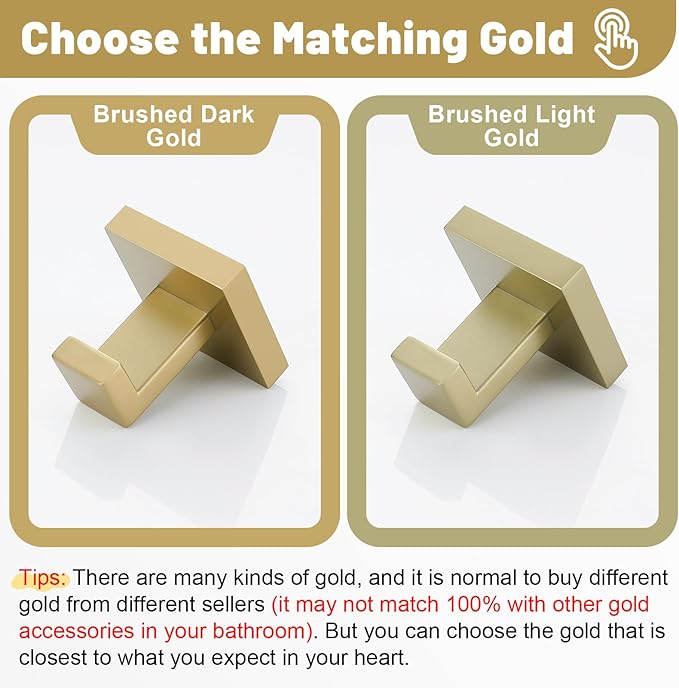 Brushed Gold Bathroom Towel Bar Sets Premium Stainless Steel 4-Piece Bathroom Hardware Set Wall Mounted Square Bathroom Accessories Kit