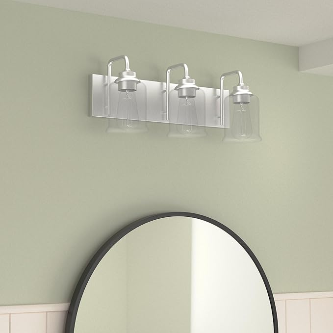 zeyu 3-Light Modern Vanity Lights for Bathroom, 20.5" Industrial Bathroom Lights Over Mirror with Clear Glass Shade, Chrome Finish, ZSL72B-3W CH