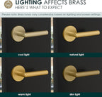 Mega Handles Ronn Dummy Door Handles - 4 Pack Heavy Duty Gold Door Handle, Non-Turning Door Handle for Hallway, Closet & French Doors, Single Side, Fits All Standard Doors - Satin Brass