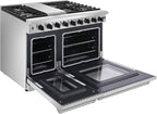 THOR Kitchen Freestanding 48-Inch Gas Range with Double Oven in Stainless Steel - Model LRG4807U + LP Conversion Kit