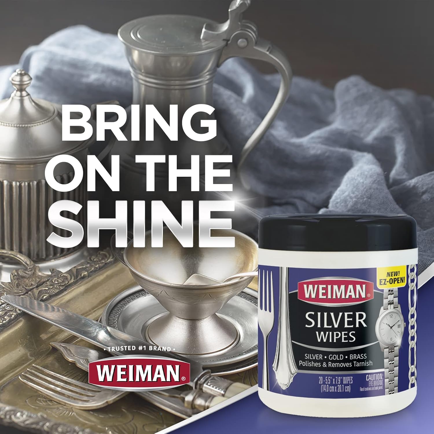 Weiman Jewelry Polish Cleaner, Tarnish Remover Wipes - 40 Count - Use on Silver Jewelry Antique Silver Gold Brass Copper and Aluminum