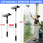 Microfiber Duster Kit 23pcs with 30 to 100 Inches Extension Pole and Extendable Window Squeegee, Washable and Bendable Feather Duster for Cleaning Ceiling Fans, High Ceilings, Cobwebs, Blinds